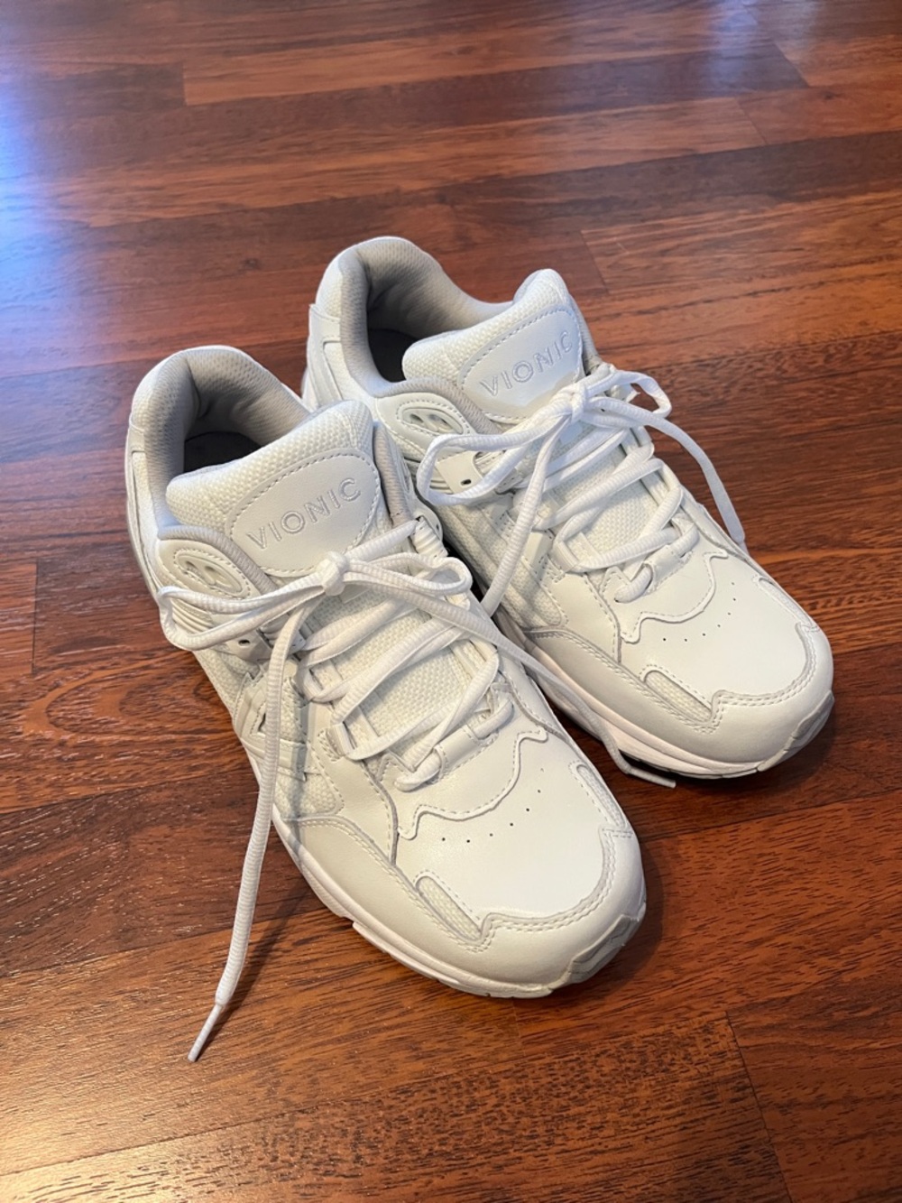 Vionic Womens 23Walk 2.0 White Lace-Up Sneakers with Cushioned Tongue